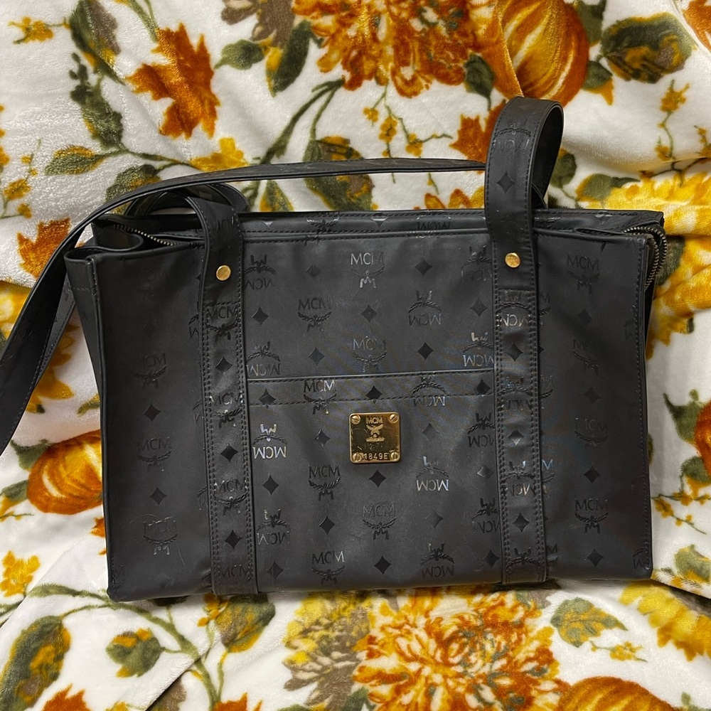 Authentic MCM Black Nylon Vintage Visetos Shoulder Bag